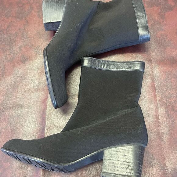Stuart Weitzman black goreit gore-tex boots‎ mid calf heel size 8 - Picture 6 of 11